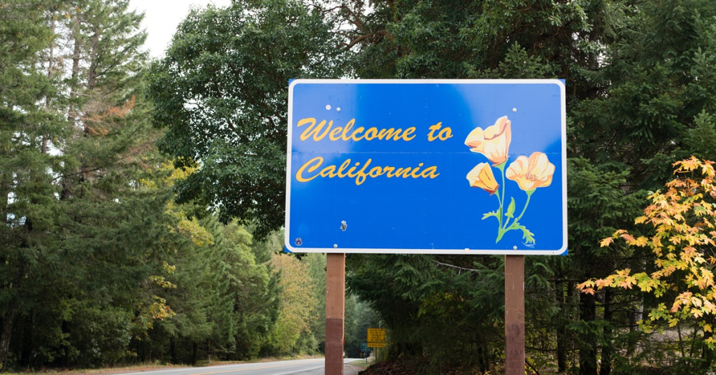 California state highway entrance sign