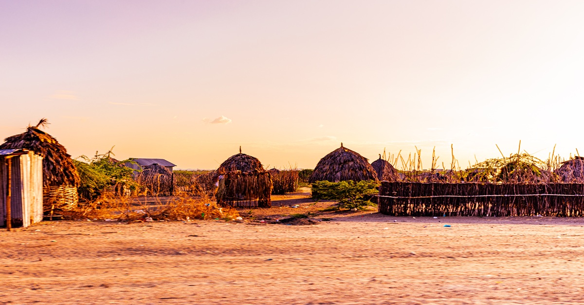 tribal landscapes in clear sunrise sky