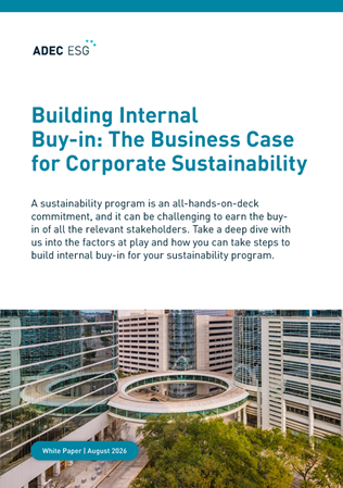 Cover page for white paper addressing how to present a business case for corporate sustainability